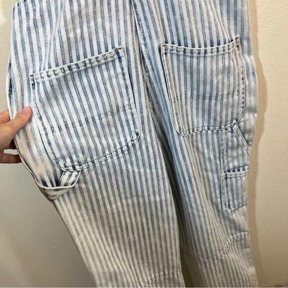 Faherty Topsail Overalls Women’s XS Light Wash Striped Railroad Western Cowgirl - Picture 11 of 14
